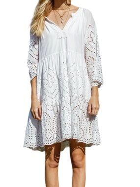 Rubyyaya Cleopatra Eyelet White Dress